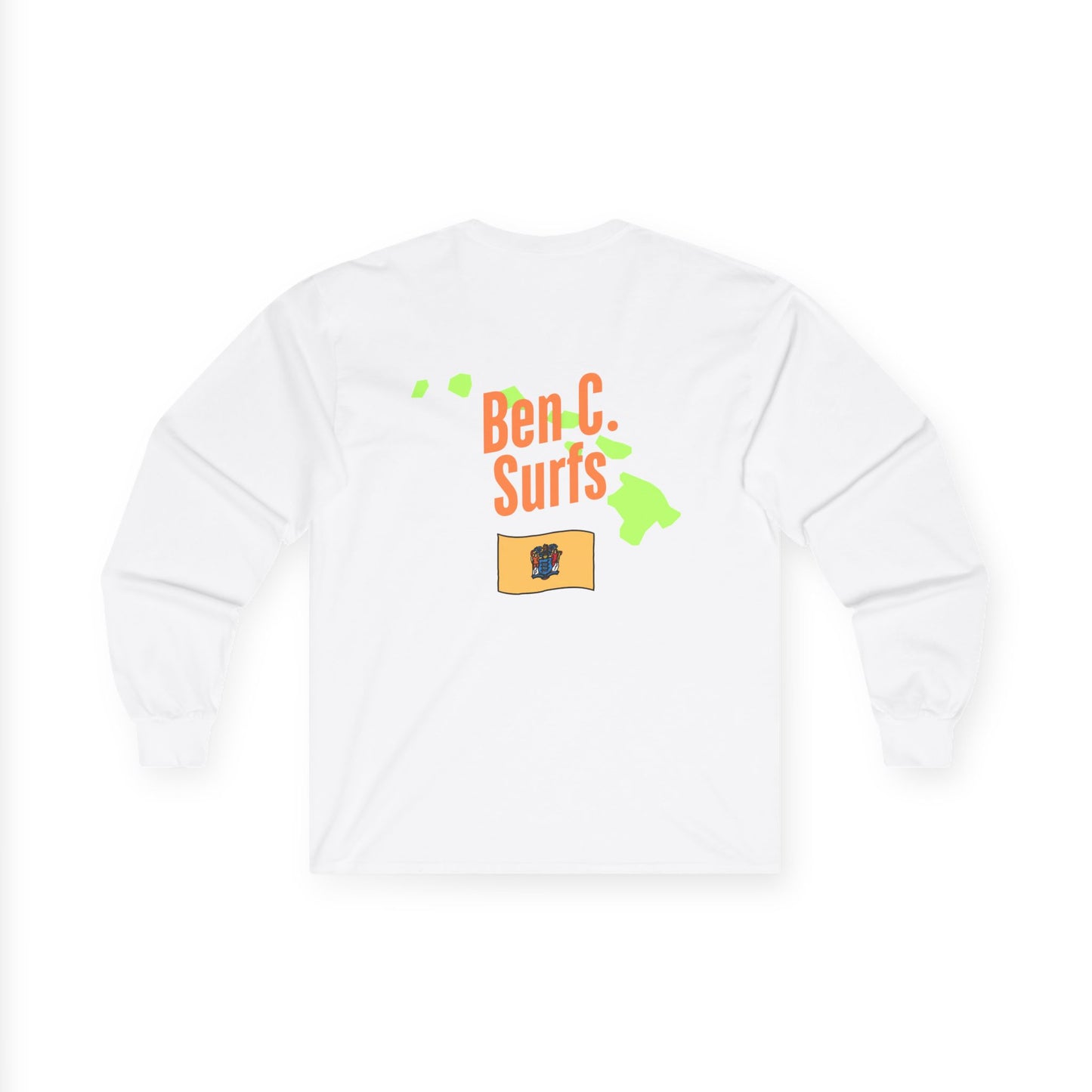 Long Sleeve Tee — "Ben C. Surfs" Hawaii Map Surf Shirt