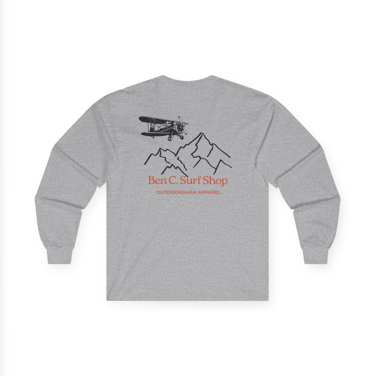 Mountains and Biplanes Aviation Addition Long Sleeved T