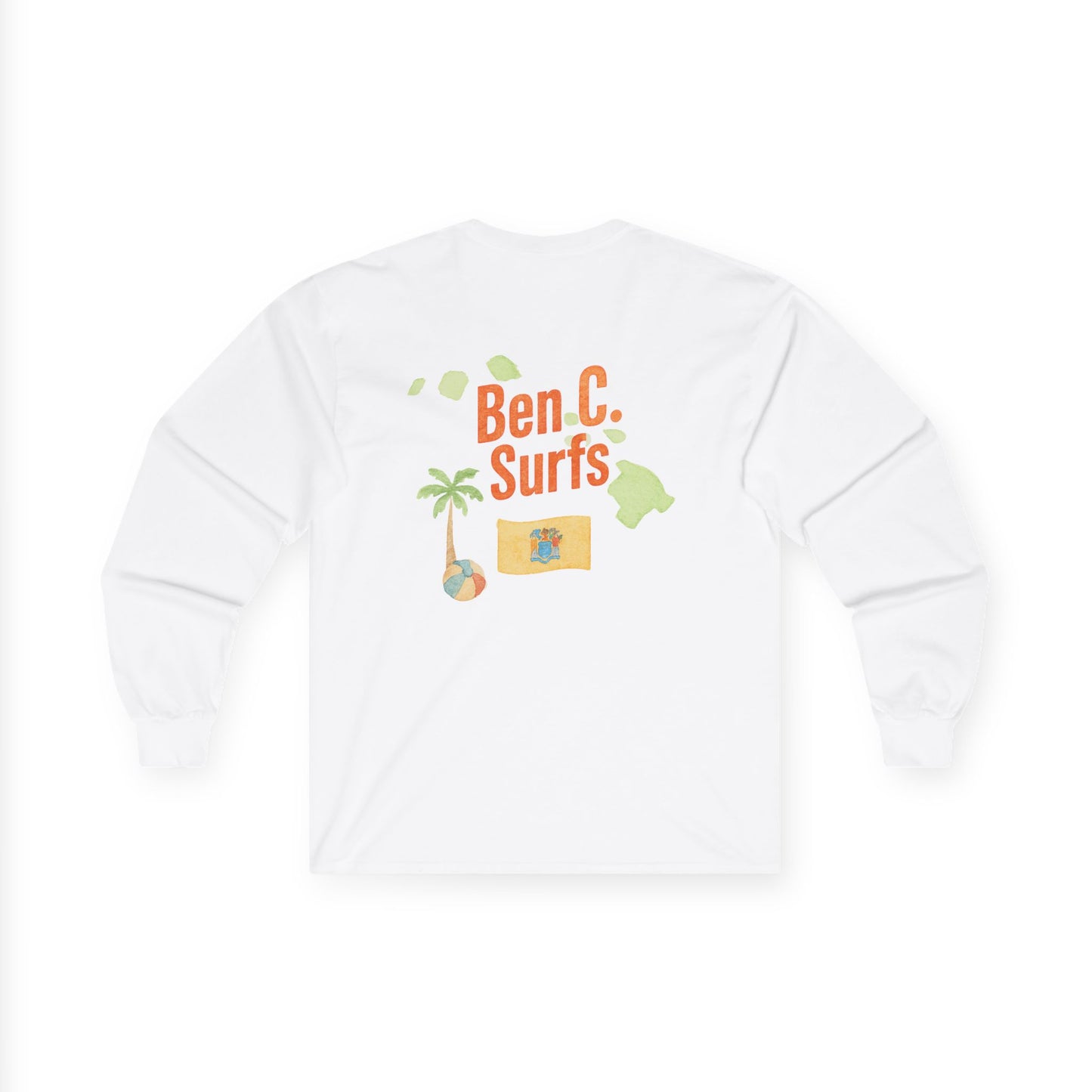 Ben C. Surfs Long Sleeve Tee — Hawaiian Surf Palm Island Graphic