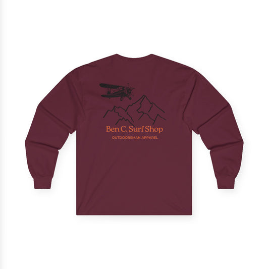 Mountains and Biplanes Aviation Addition Long Sleeved T